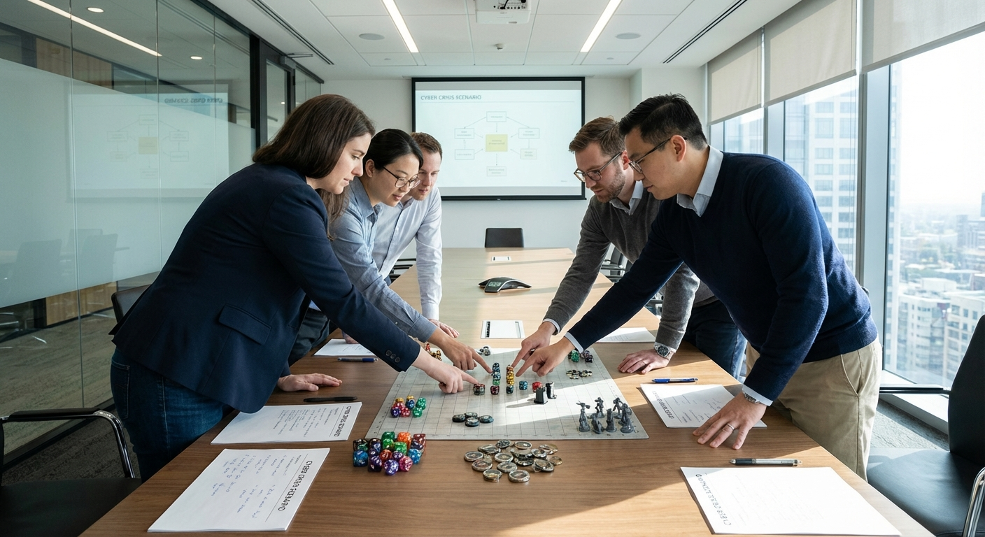 Security team running a TabletopSec exercise